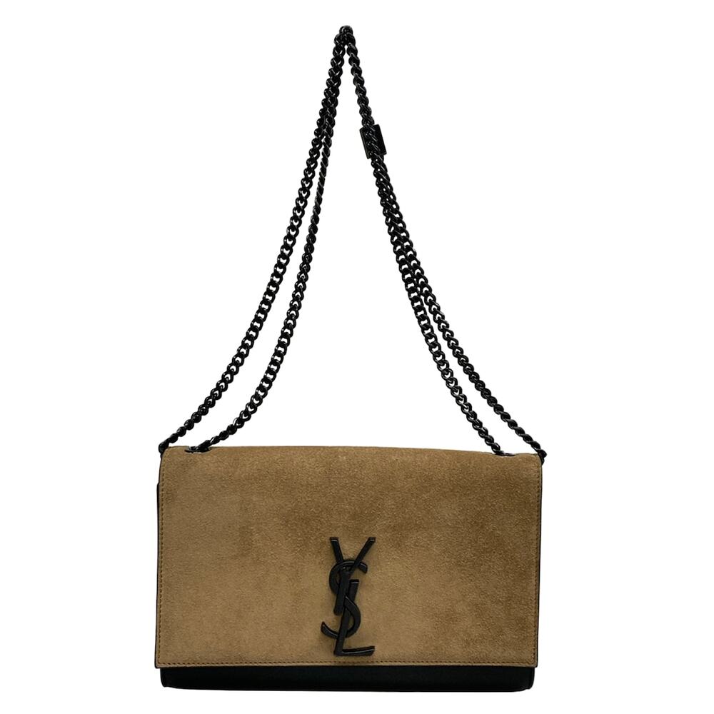 Saint Laurent PARIS Kate Medium Shoulder Bag 452085 Black Brown Leather Suede